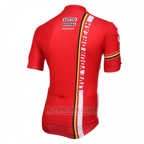 2016 Fahrradbekleidung Lotto Soudal Wei und Rot Trikot Kurzarm und Tragerhose